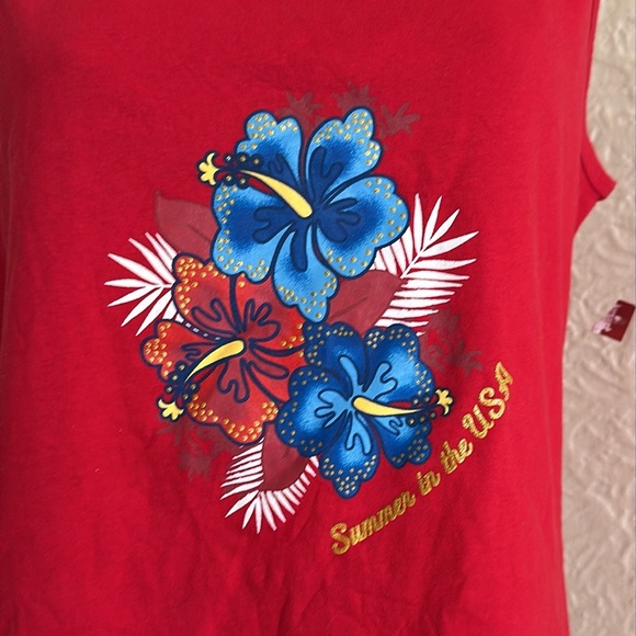 Vintage Deadstock 1990s Red White Blue Summer in USA Patriotic Tank Top KMart - Picture 2 of 11